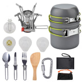 Camping Cookware Kit Outdoor Cooking Set Aluminum Equipment Outdoor Pot Travel Tableware Kitchen Hiking Picnic BBQ